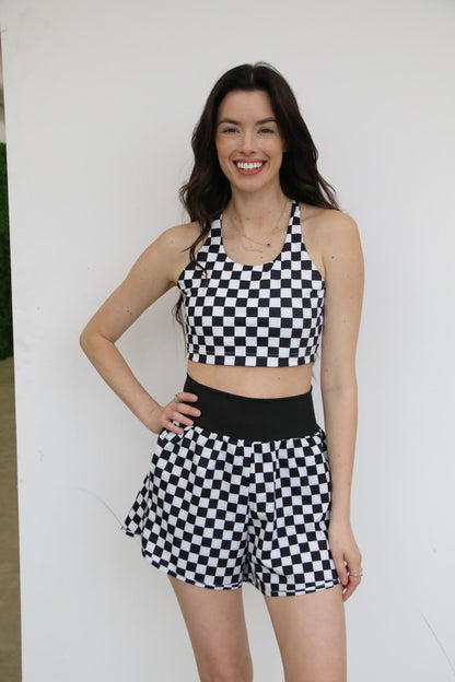 TH9 BLACK CHECK CRISSCROSS ACTIVE BRA(1 Piece)