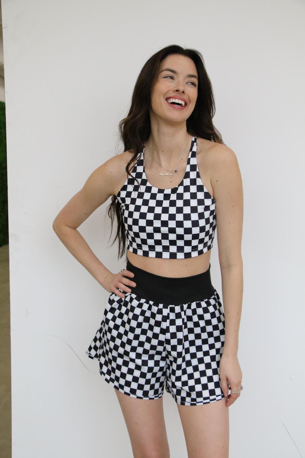 TH9 BLACK CHECK CRISSCROSS ACTIVE BRA(1 Piece)