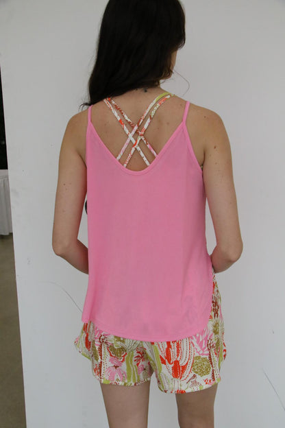 TH5 FLOWY SOLID PINK RIB TOP(7 Piece)