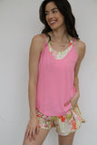 TH5 FLOWY SOLID PINK RIB TOP(7 Piece)