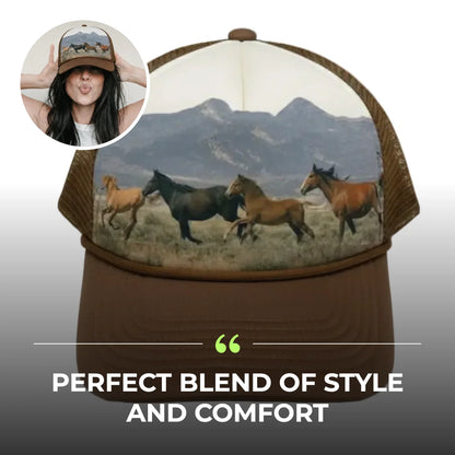 Wild Horses Trucker Hat – Brown