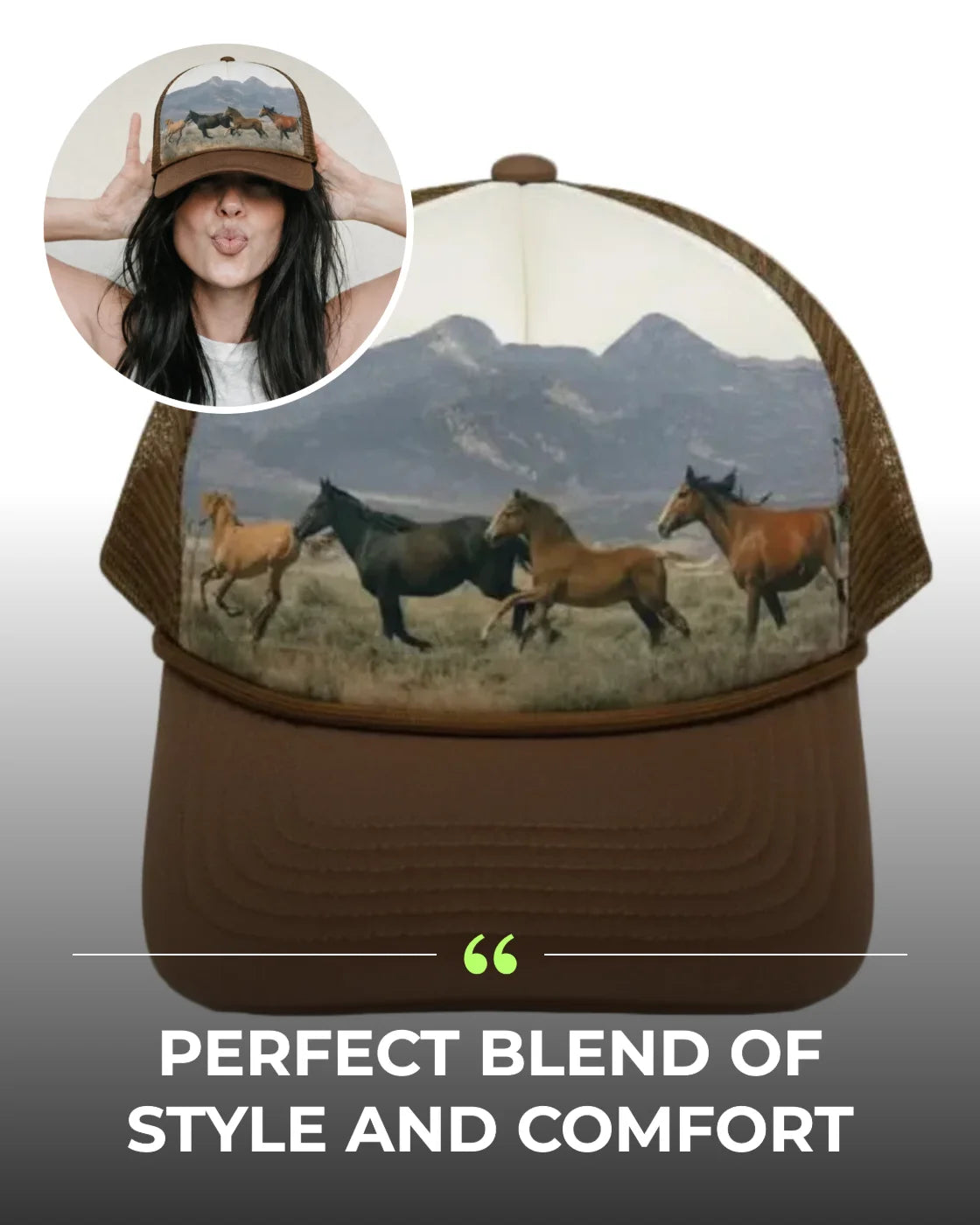 Wild Horses Trucker Hat – Brown