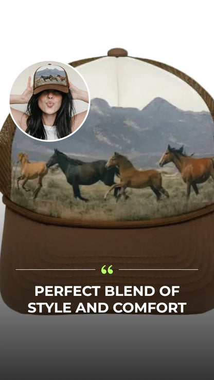 Wild Horses Trucker Hat – Brown