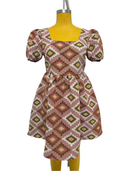 TH2559 PINK AZTEC BUBBLE DRESS (7 Pieces)