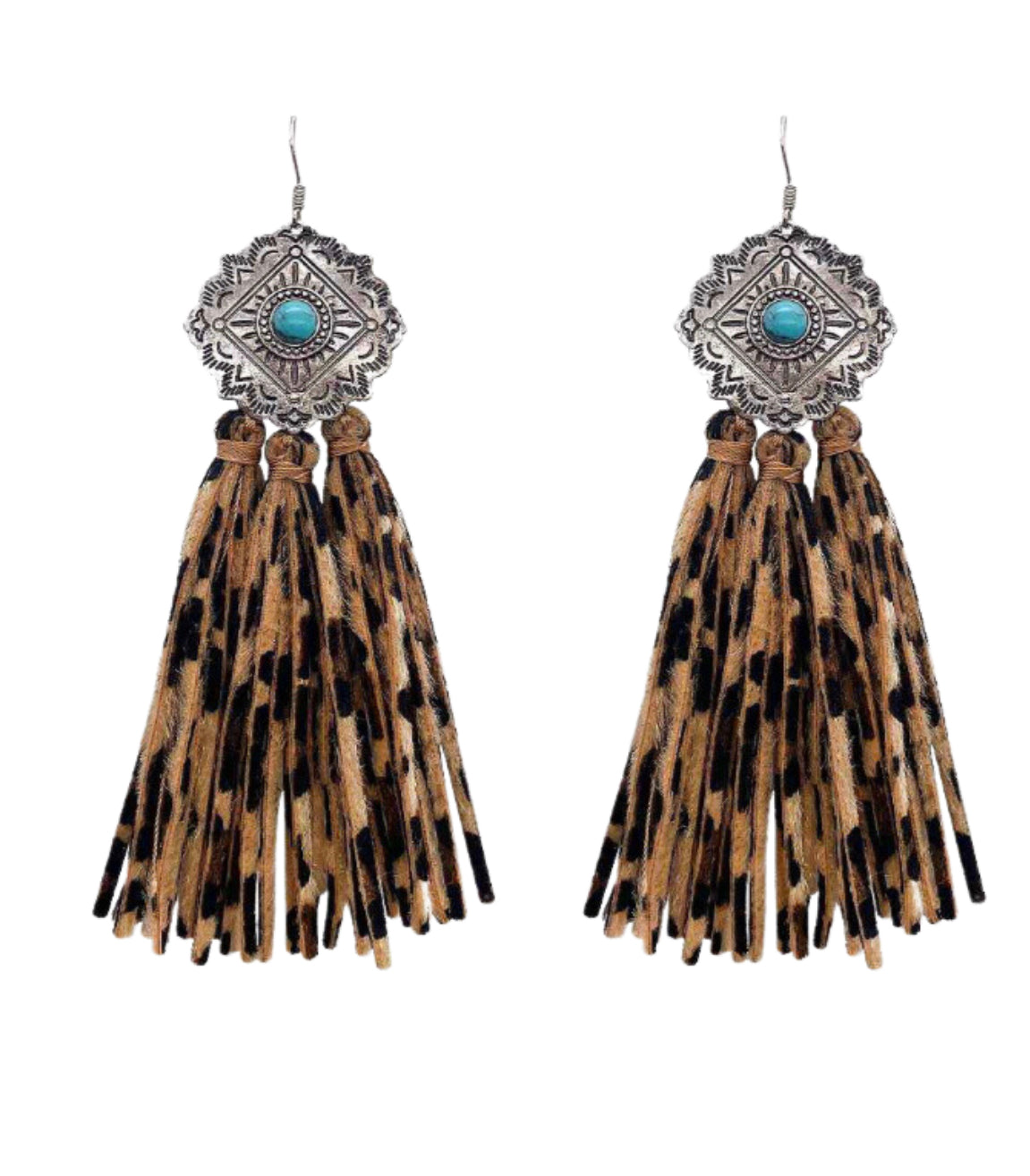 1586 T122 - T128 CONCHO FRINGE TASSEL EARRING