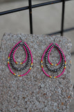 0030 T52 PINK DOUBLE HOOP FAUX SILVER BEAD WITH SEEDBEAD MULTI ER