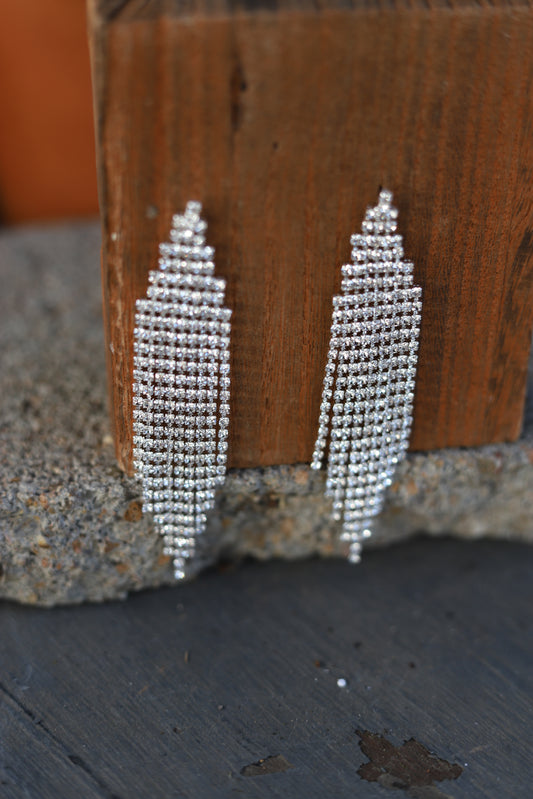 7555 H183 RHINESTONE TASSEL DROP EARRING