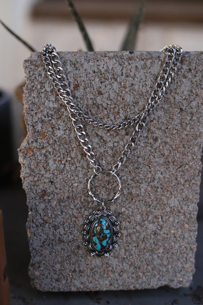 0767 HH127 2 LAYER WESTERN TURQ STONE CHARM NL