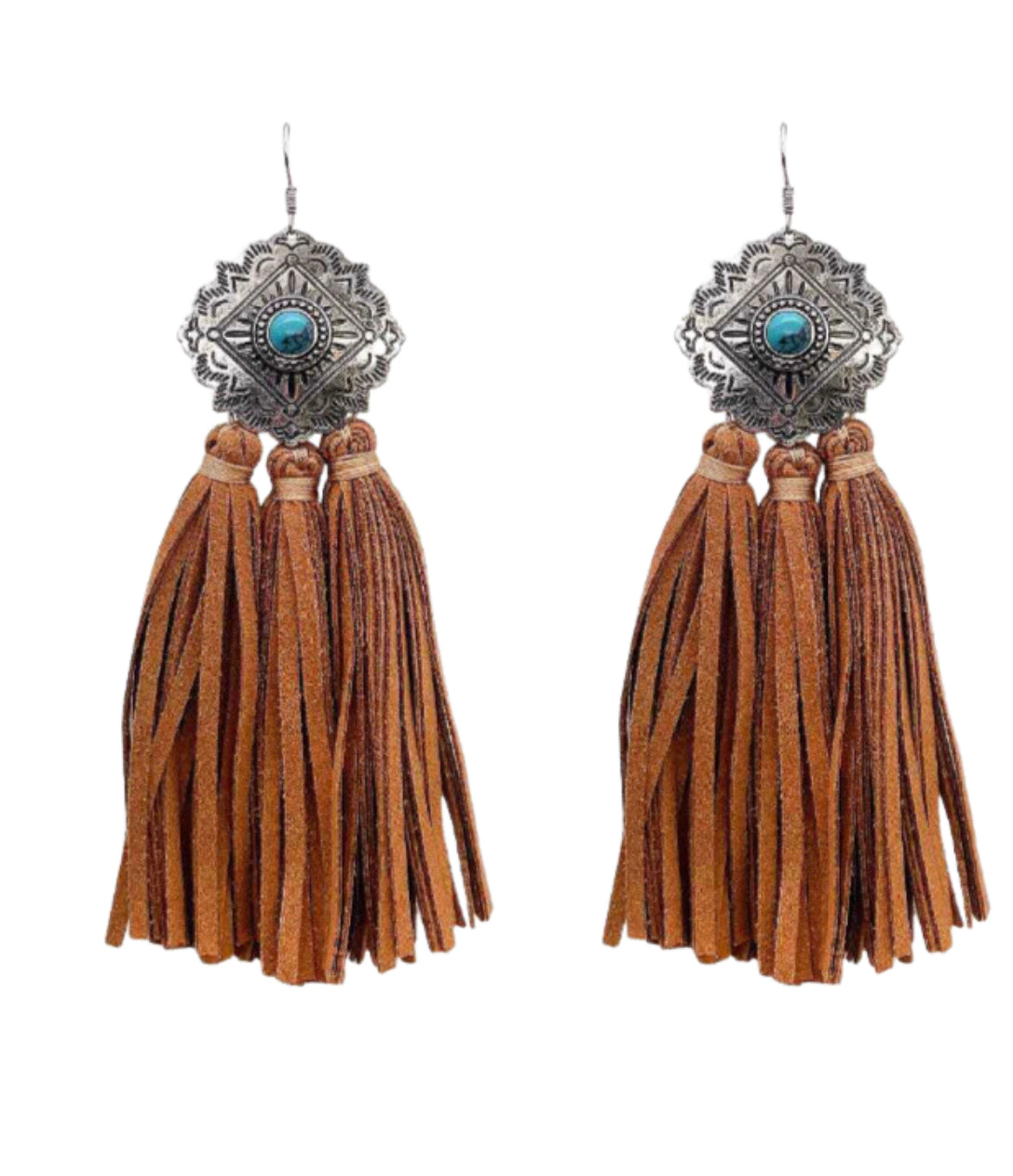 1586 T122 - T128 CONCHO FRINGE TASSEL EARRING