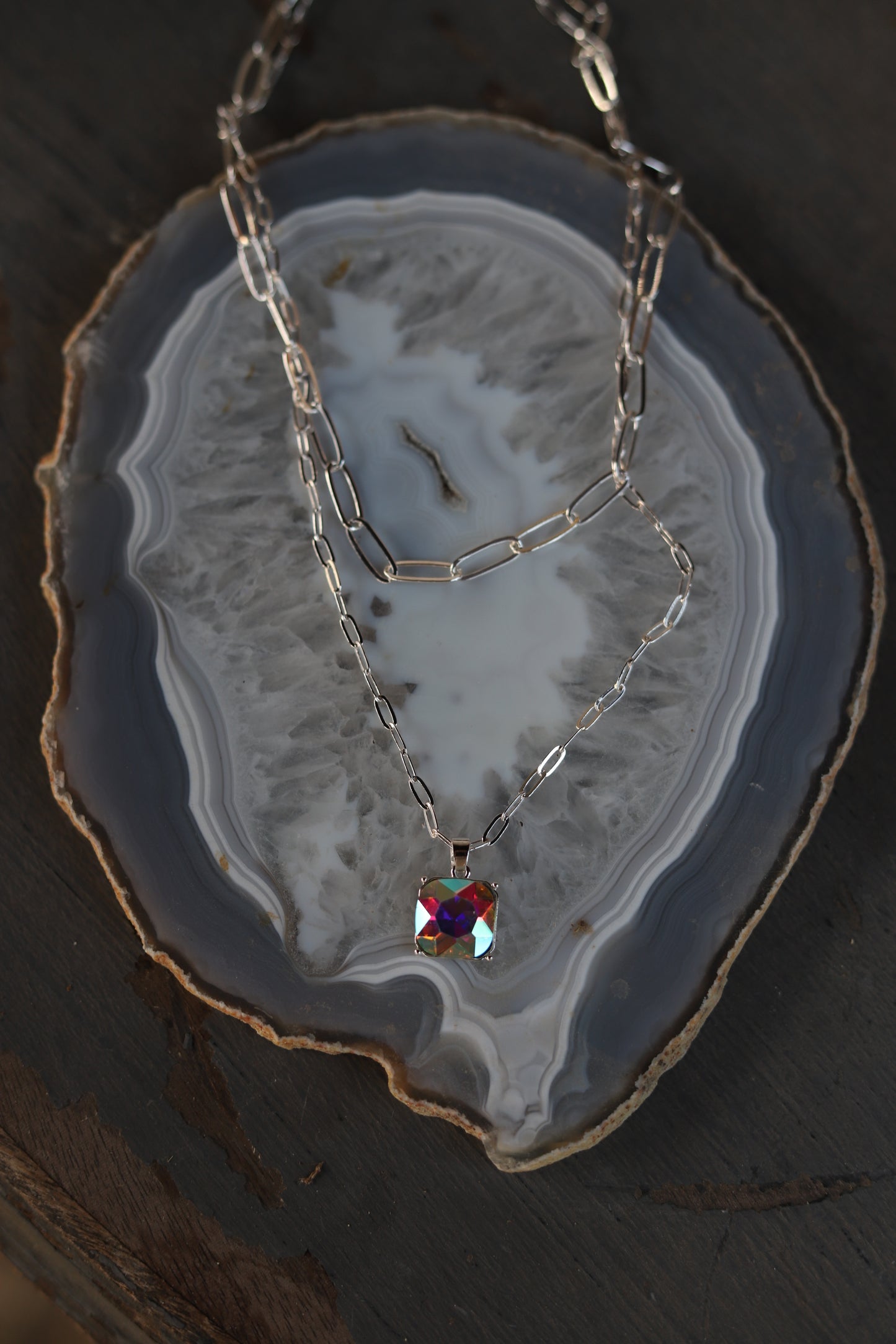 0764 HN206 AB CRYSTAL 2 LAYERED GLOBE CUT RHINESTONE CHAIN NL