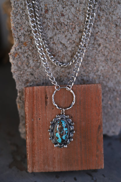 0767 HH127 2 LAYER WESTERN TURQ STONE CHARM NL