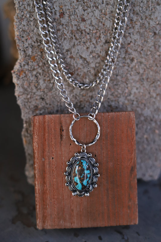 0767 HH127 2 LAYER WESTERN TURQ STONE CHARM NL