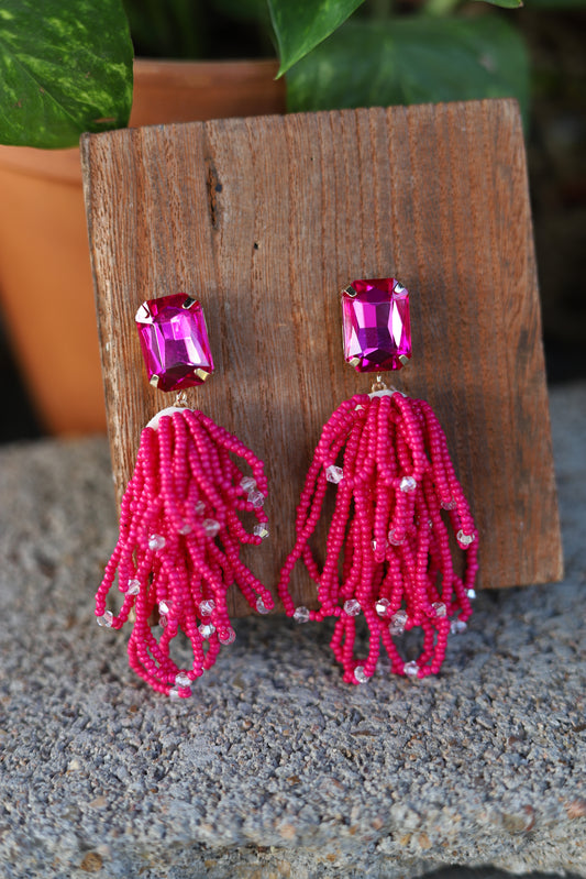 0009 H196 PINK SEED BEAD TASSEL ER