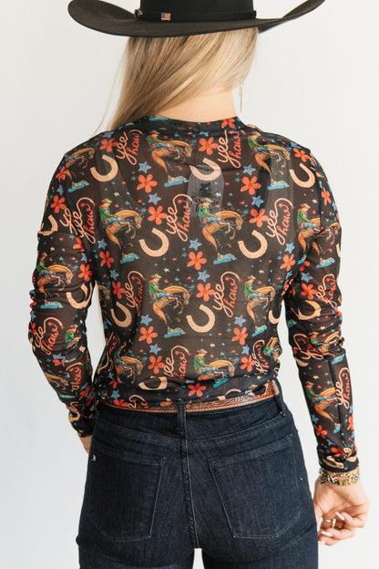 TH1221 S177 BLACK YEEHAW MESH TOP (1 Piece)