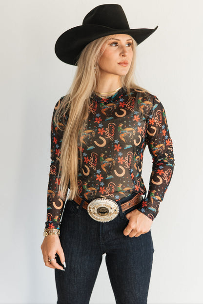 TH1221 S177 BLACK YEEHAW MESH TOP (1 Piece)