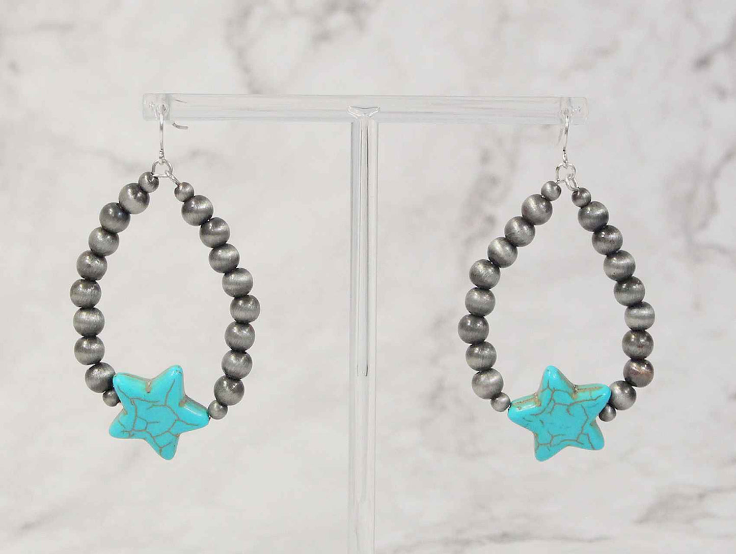 0800 H56 Tear Drop Shape Navajo Pearl Earring