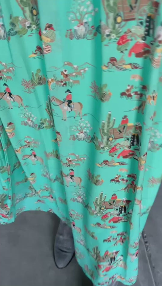 TH6215 59F TURQUOISE WAGON DRESS (7 Piece)