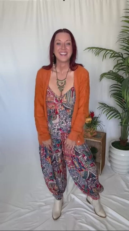 TH1625 FUZZY BUTTON SWEATER ORANGE (7 PIECE)