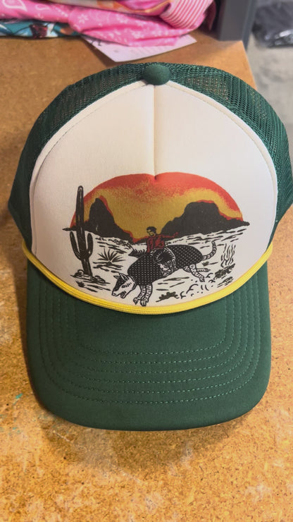 Armadillo Cowboy Trucker Hat – Green