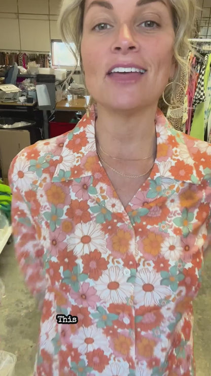 TH2780 ORANGE TURQ RETRO FLORAL(7 Pieces)