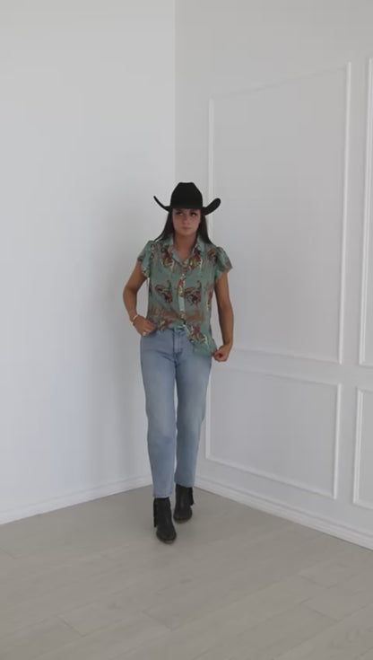 TH199 HOWDY FLUTTER SLEEVE BLOUSE (7 Piece)