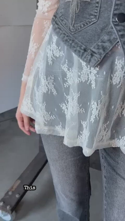 TH73 COLLAR LACE TOP IVORY (7 Piece)