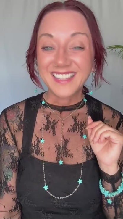 102312 B68 SILVER BEAD TURQ STAR STRETCH BRA