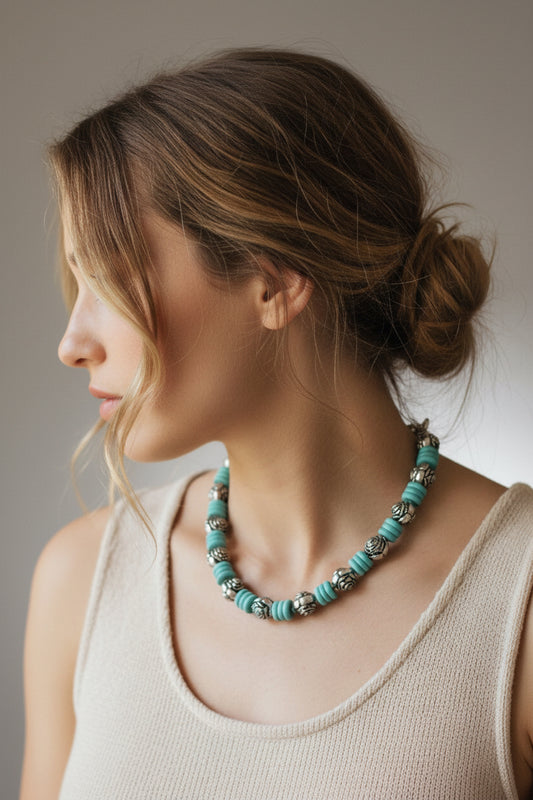 25266 N41  TURQ ROSE BEADED NL