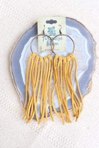 TH6211 LEATHER FRINGE EARRINGS