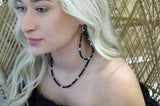 621500 R1 BLK CRYSTAL TURQ CHOKER NECKALCE