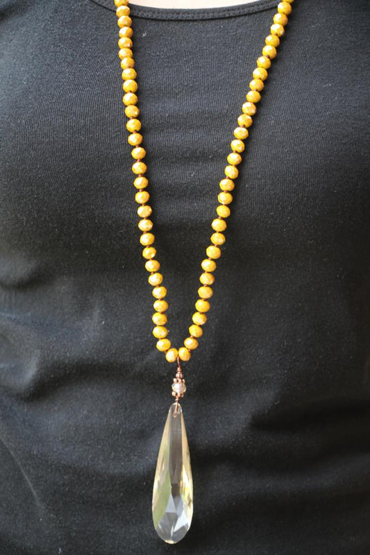 685 N1-42 and 69 Mustard Crystal Beaded NL w/ Crystal Oblong Drop