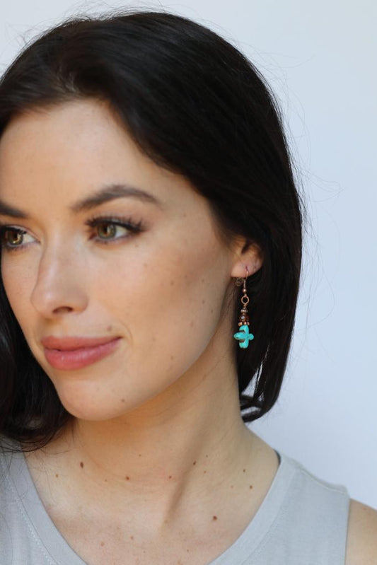 52014 R1-3 Turquoise Amber Crystal Earring