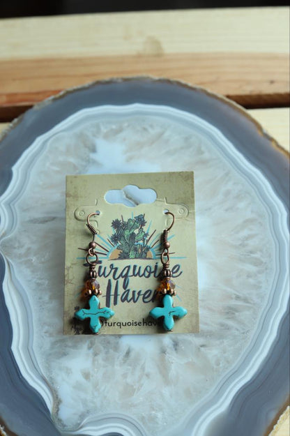 52014 R1-3 Turquoise Amber Crystal Earring