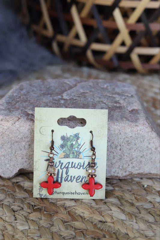 52014 R1-3 Red and Crystal Earring