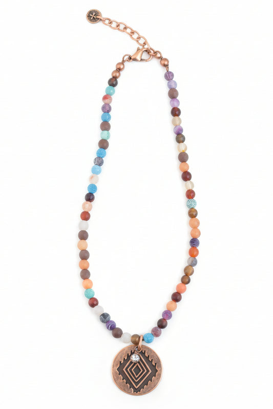 821109 MULTI 6MM JASPER STONE  W AZTEC CHARM