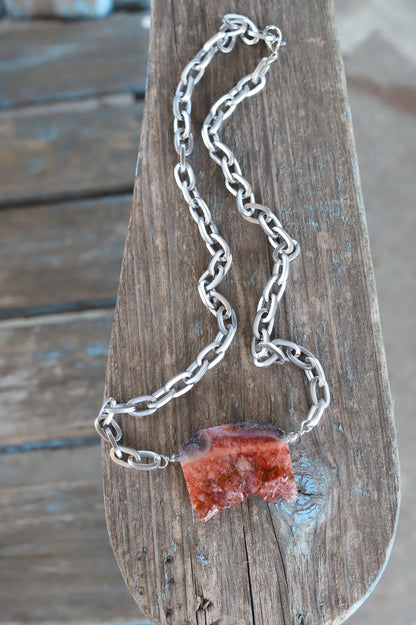 82116  N47 BLUSH DRUZY STONE WITH SILVER LINK NL