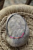 0032 T170 PINK FAUX SILVER BEAD WITH SEED BEAD MULTI CHOKER NL