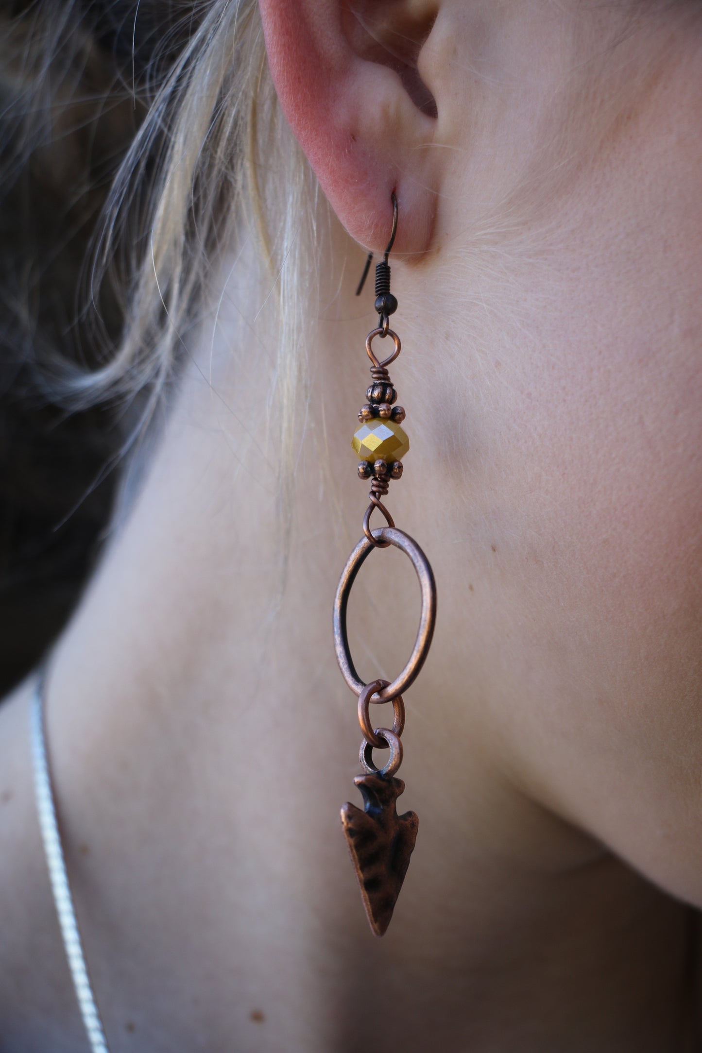 51910 E2-91 Antique Copper Arrowhead Earrings