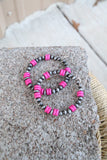 0004 T57 PINK & SILVER BEAD HOOP ER