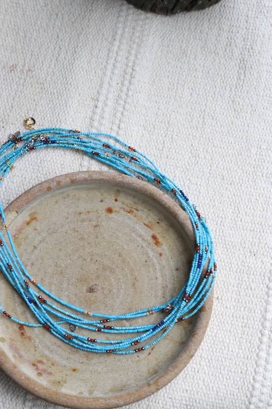 62152 N2-80 Turquoise / Red Stone Choker