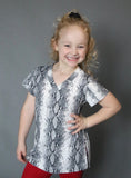 11382 Toddler  Python V Neck Oversized Tee -(6@$9)