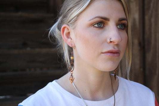 51910 E2-91 Antique Copper Arrowhead Earrings