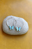 1775 T66 TURQ BUTTERFLY HOOP EARRING