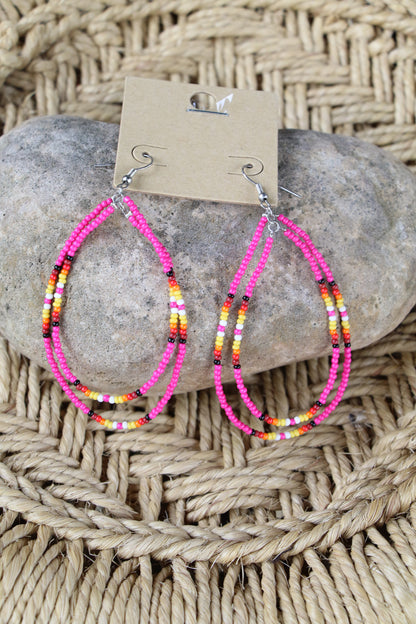 0029 PNK DOUBLE HOOP SEED BEAD ER