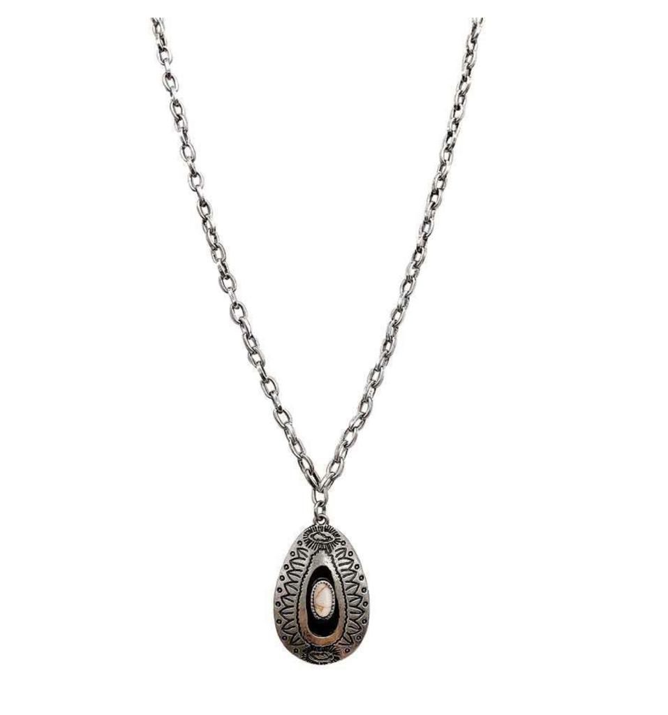 0502 TEARDROP PENDANT NL W/ BONE CENTER T147