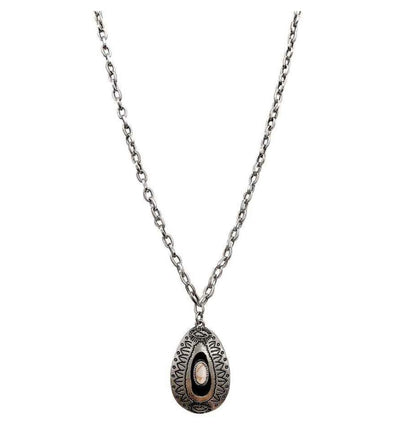 0502 TEARDROP PENDANT NL W/ BONE CENTER T147