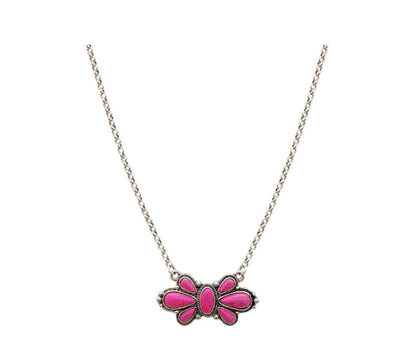 20068 T19 PINK FLOWER CONCHO NECKLACE