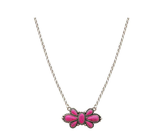 20068 T19 PINK FLOWER CONCHO NECKLACE