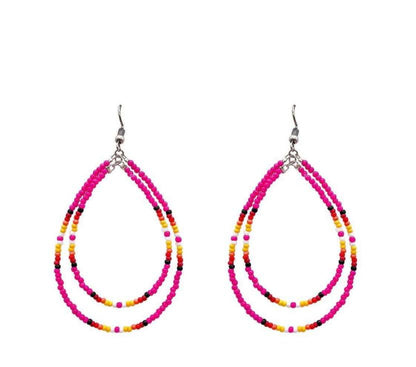 0029 PNK DOUBLE HOOP SEED BEAD ER