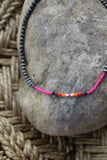 0032 T170 PINK FAUX SILVER BEAD WITH SEED BEAD MULTI CHOKER NL